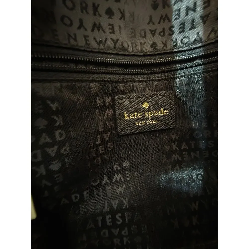 Kate Spade Kirk Park Leather Veronique Crossbody Black/ Taupe Bow (P6)